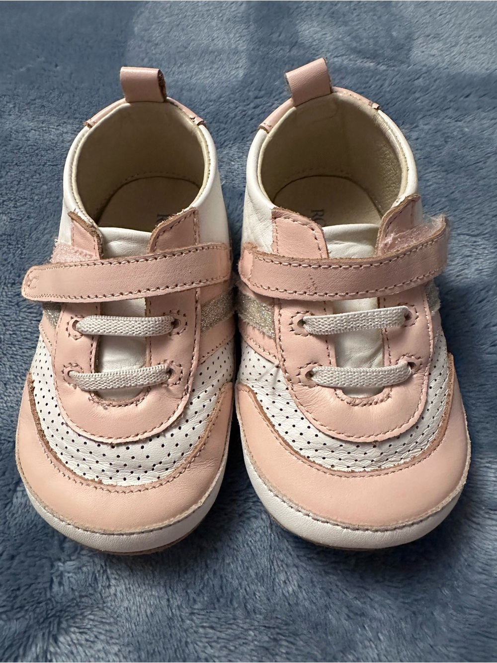 🌸 Robeez Leather First Walker Sneakers Pink White 18-24M *
